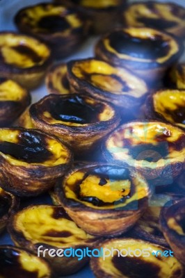 Traditional Tasty Portuguese Custard Tart Stock Photo