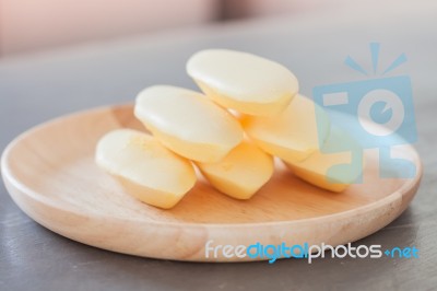 Traditional Thai Cookies On Wooden Plate Stock Photo