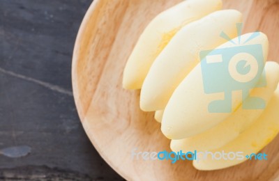 Traditional Thai Cookies On Wooden Plate Stock Photo