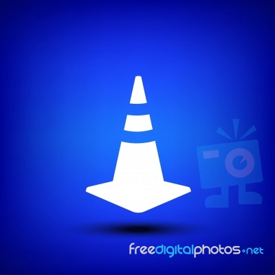 Traffic Cone White On Blue Stock Image