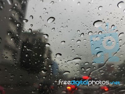 Traffic Jam In Raining Day Stock Photo