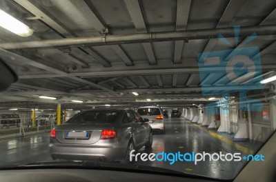 Traffic Jam Of Cars Disembarking Stock Photo