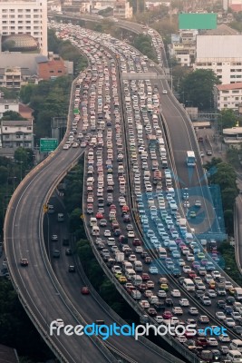 Traffic Jam On Express Way Bangkok, Thailand Stock Photo