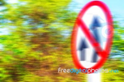 Traffic Signs With Blurred Images Stock Photo