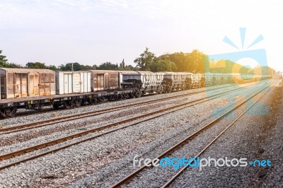 Train And Railway Track On Steel Bridge Railway Junction Stock Photo