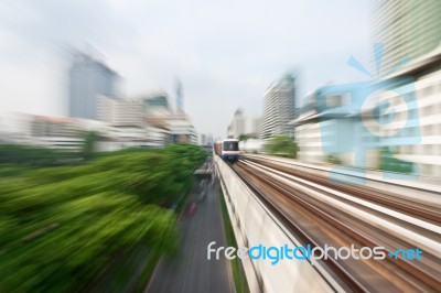 Train Approaching At Speed Stock Photo