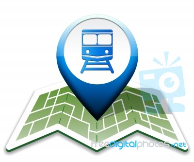 Train Map Indicates Intercity Journey 3d Illustration Stock Image