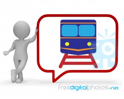 Train Speech Bubble Represents Dialogue Railroad 3d Rendering Stock Image