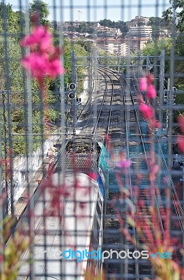 Train Upper View Stock Photo