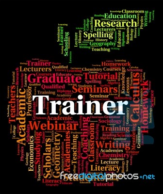 Trainer Word Indicates Coach Educate And Training Stock Image