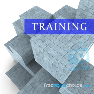 Training Blocks Indicates Teach Or Learn 3d Rendering Stock Image