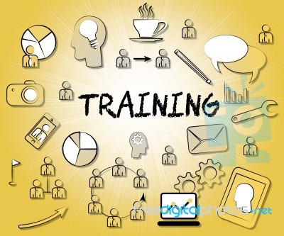 Training Icons Represents Lesson Coaching And Instruction Stock Image