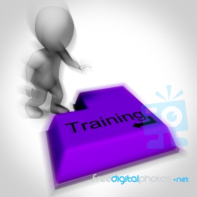 Training Keyboard Shows Induction Education Or Course Stock Image