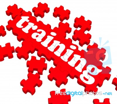 Training Puzzle Showing Business Coaching Stock Image