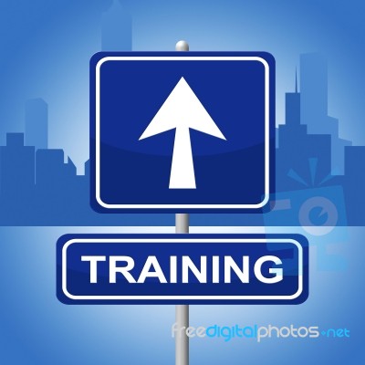 Training Sign Represents Direction Lesson And Webinar Stock Image