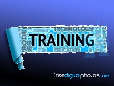 Training Words Indicates Webinar Lessons And Skills Stock Image