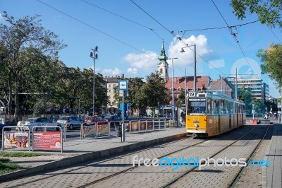 Tram In Budapest Stock Photo