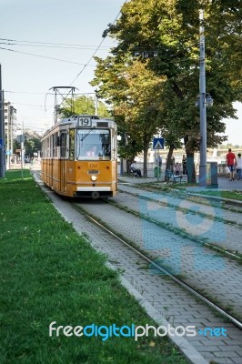 Tram In Budapest Stock Photo