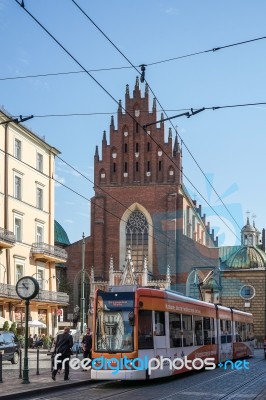 Tram In Krakow Stock Photo