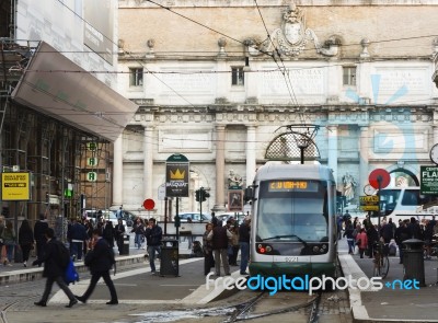 Tram In Rome Stock Photo