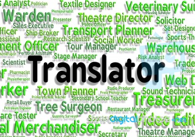 Translator Job Shows Translators Decipherer And Occupation Stock Image