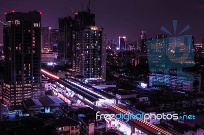 Transporatation Light At The Night Stock Photo