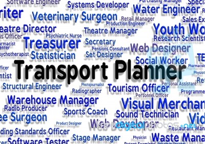 Transport Planner Shows Occupation Career And Haul Stock Image