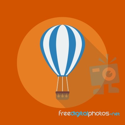 Transportation Flat Icon. Hot Air Balloon Stock Image