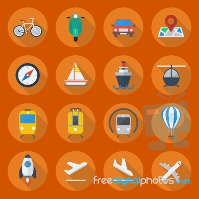 Transportation Flat Icon Set Stock Image