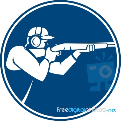 Trap Shooting Shotgun Circle Icon Stock Image