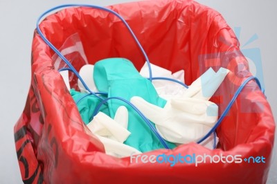 Trash With Surgery Disposable Objects Stock Photo