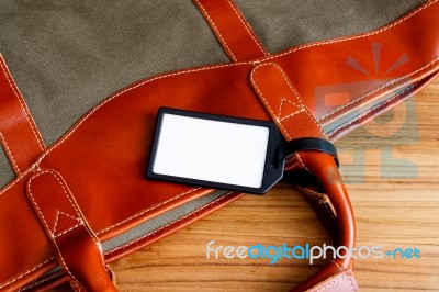 Travel Bag With Blank Tag Stock Photo