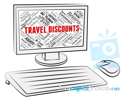 Travel Discounts Represents Travelling Vacations And Bargains Stock Image