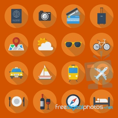 Travel Flat Icon Set Stock Image