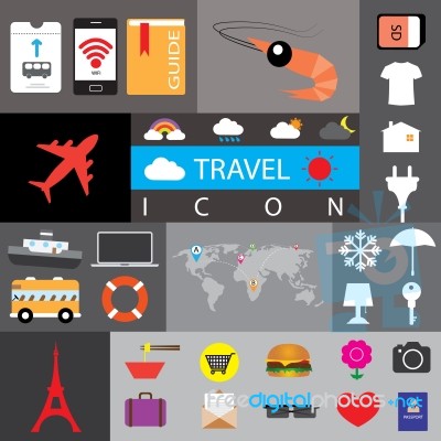 Travel  Icon Set  Illustration  Stock Image