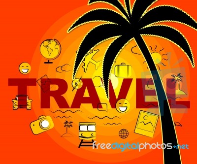 Travel Icons Indicates Tours Expedition And Trips Stock Image