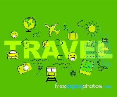 Travel Icons Represent Exploring Voyage Tours And Journeys Stock Image