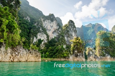 Travel Island And Green Lake ( Guilin Of Thailand ) Stock Photo