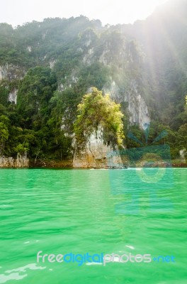 Travel Island And Green Lake ( Guilin Of Thailand ) Stock Photo