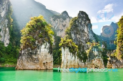 Travel Island And Green Lake ( Guilin Of Thailand ) Stock Photo