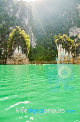 Travel Island And Green Lake ( Guilin Of Thailand ) Stock Photo