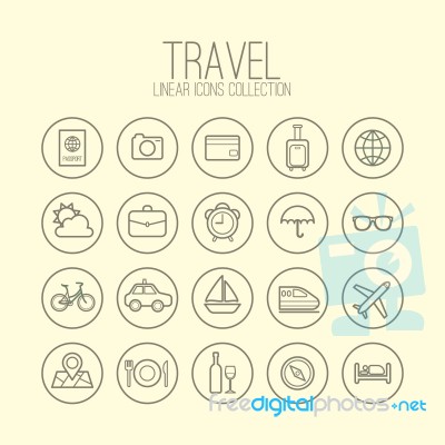 Travel Linear Icons Stock Image