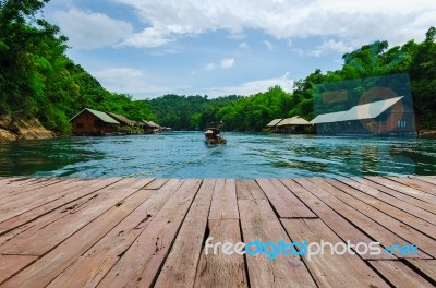 Travel With House Boat At Saiyok Yai National Park, Kanchanaburi… Stock Photo