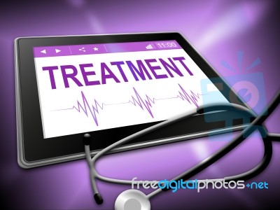 Treatment Tablet Represents Online Remedies And Drugs Stock Image