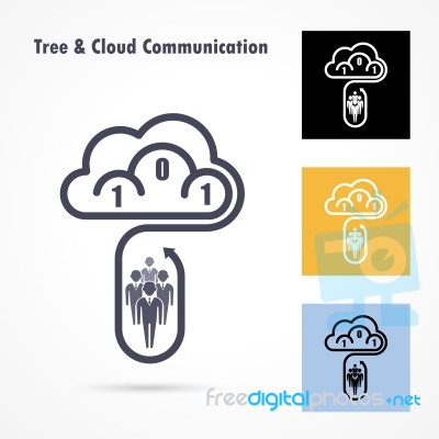 Tree And Cloud Logo  Design Template Stock Image