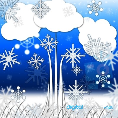 Tree Background Means Branches Leaves And Snowflakes
 Stock Image