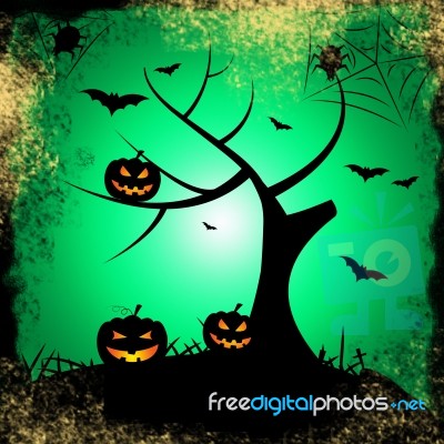 Tree Halloween Represents Trick Or Treat And Autumn Stock Image