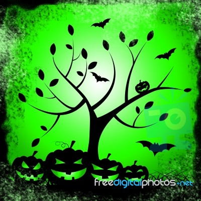 Tree Halloween Represents Trick Or Treat And Environment Stock Image