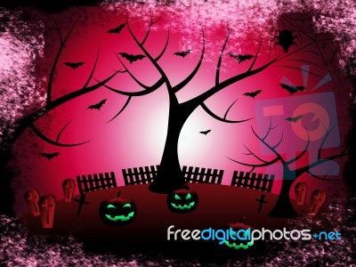 Tree Halloween Shows Trick Or Treat And Autumn Stock Image