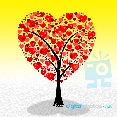 Tree Hearts Represents Valentine Day And Environment Stock Image